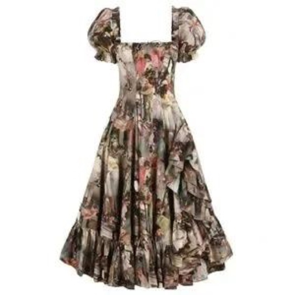 Floral Puff Sleeve Midi Dress - Picture 1 of 3